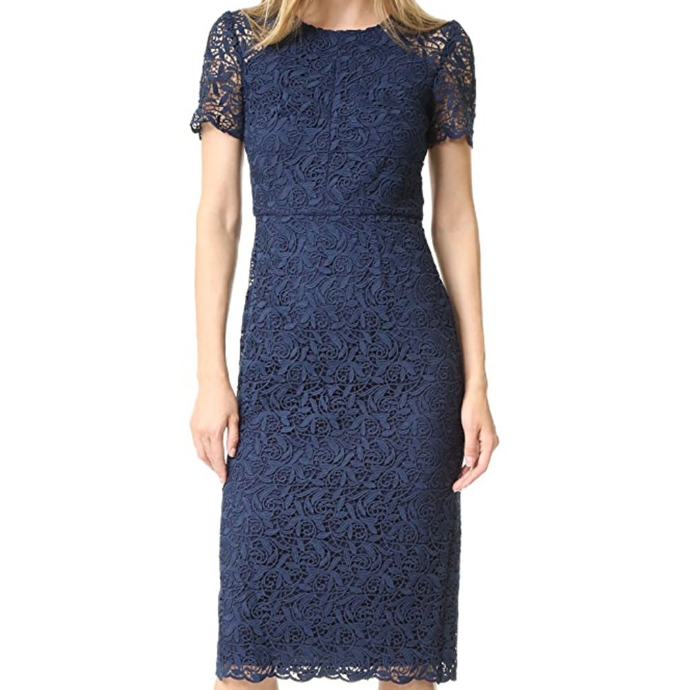 Shoshanna Beaux Guipure Lace Sheath Midi Dress 4